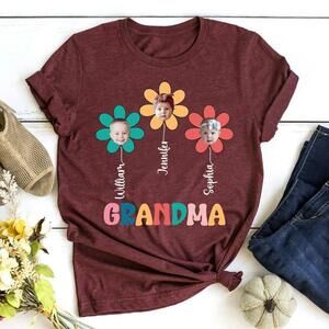 Funny Grandma Shirt Grandkids Photo Gift Tee
